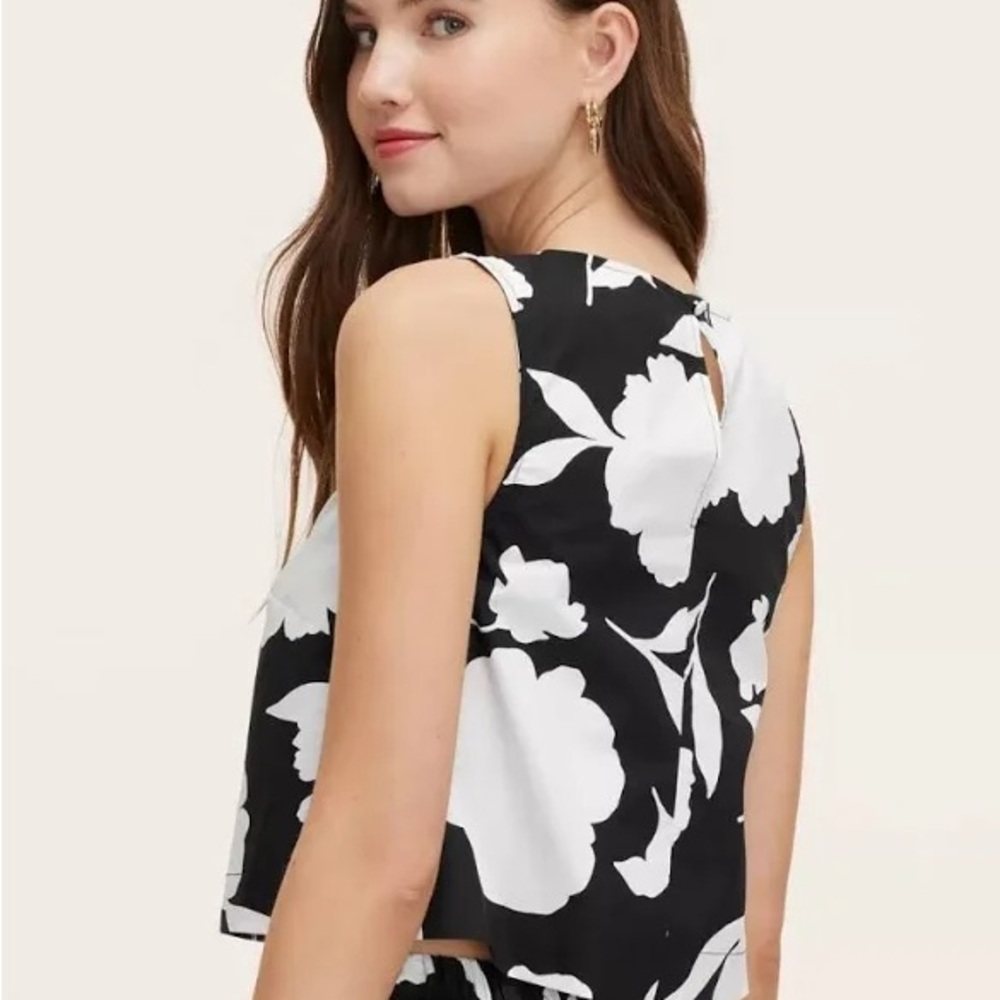 Kate Spade Black and White Boxy Crop Tank Top - Picture 2 of 3